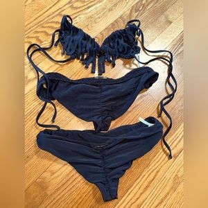 Boys + arrows black fringe bikini M